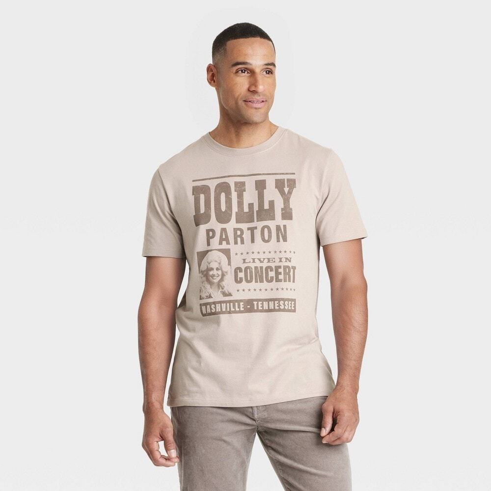 Men's Dolly Parton Graphic Short Sleeve T-Shirt Goodfellow & Co™ Taupe XXL Crew
